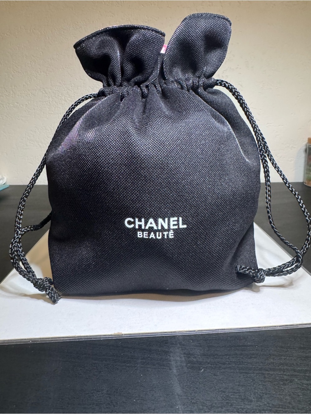 CHANEL Beauté Black Drawstring Cosmetic Pouch